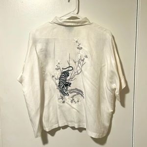 Embroidered Asian inspired button down by Topshop